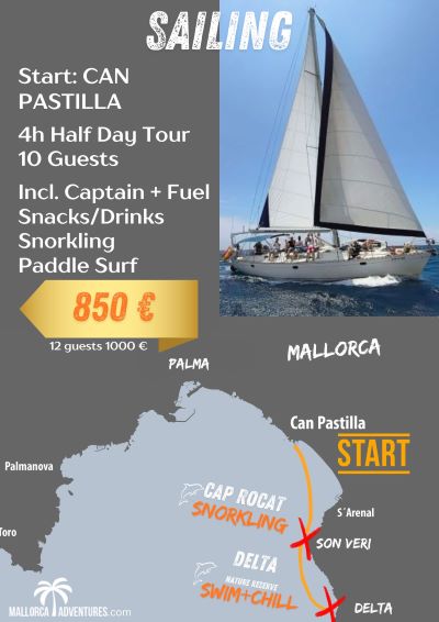 4 hours sailboat tour from can pastilla to delta bay