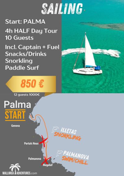 4 hours Palma sailboat tour to Illetes and Palmanova