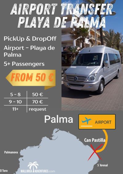 Airport to PLaya de Palma Transfer range from Can Pastilla to Arenal